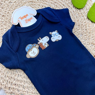 Conj body Safari Baby Marinho e Short Areia 